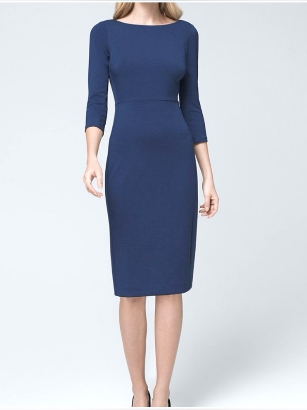 White House Black Market Boat neck Sheath dress with quarter sleeves 6